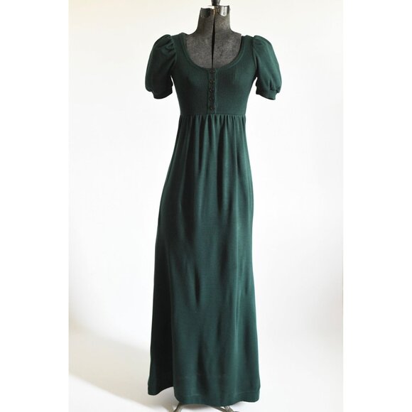Vintage 1970s XS Green Short Sleeve Maxi Sweater Dress | by Hubba Hubba - Picture 2 of 9